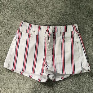 Reformation stripe denim shorts